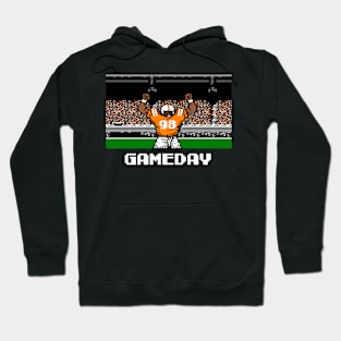 Orange and White Football Gameday Retro 8 Bit Linebacker Hoodie